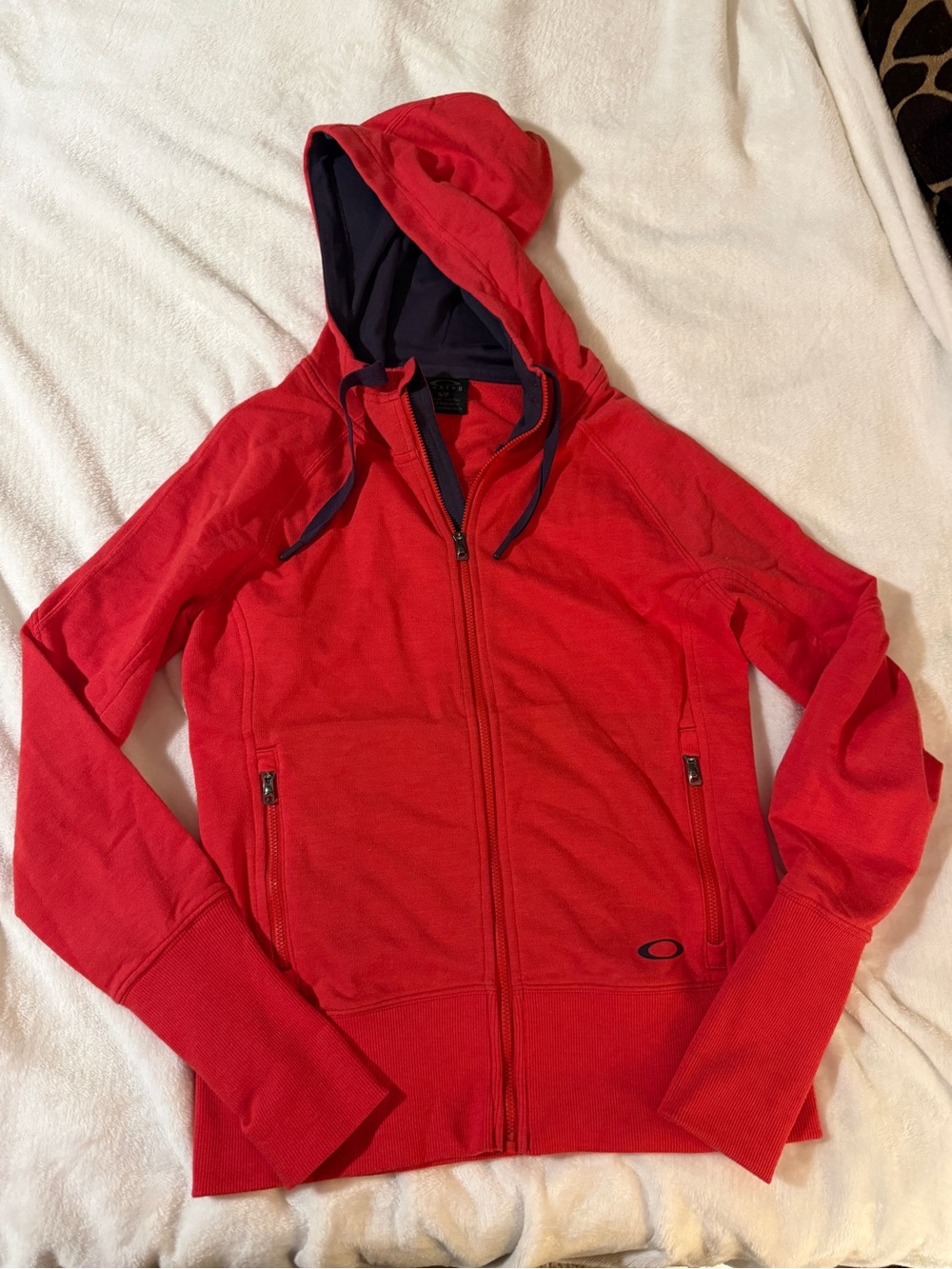 Oakley Red Hooded Full-Zip Jacket with Navy Lining-S